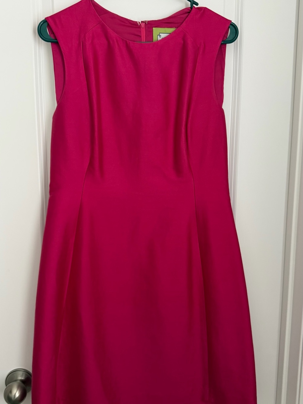 Elizabeth McKay Hot Pink Dress with Lime Label Accent